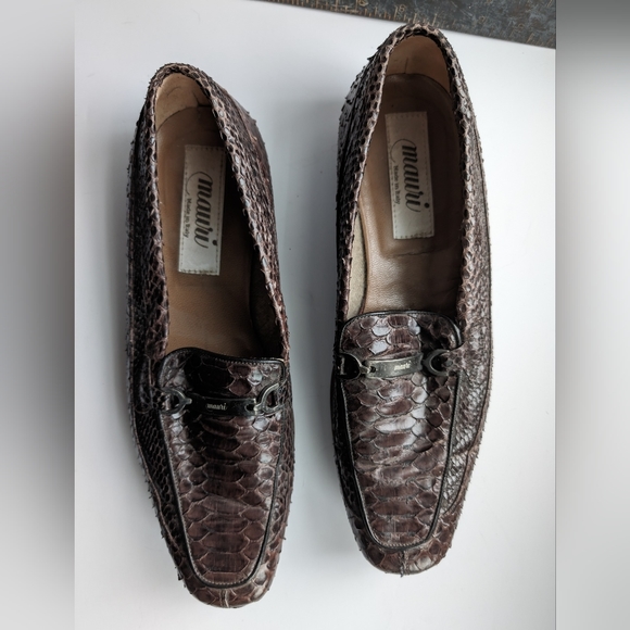 Mauri Brown caimán leather cashmere lined loafer